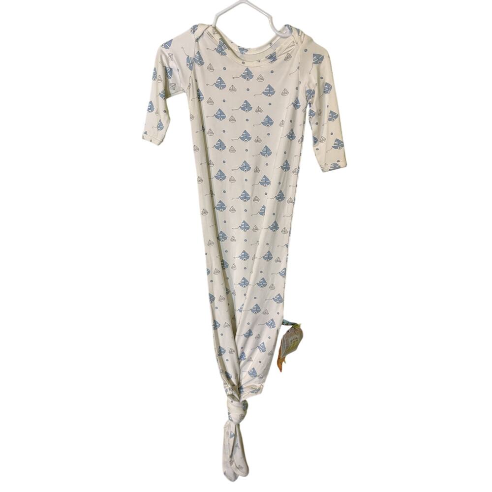 New Bunnies By The Bay Baby Boy Pajamas 0-3M White Sailboat Open Bottom